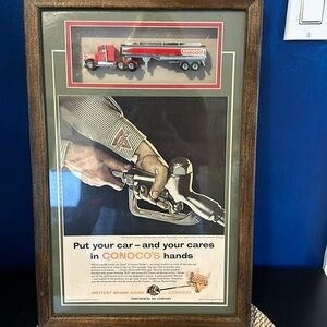 Vintage Conoco Continental OIL COMPANY 1959 Motor Oil Magazine Ad & Toy Framed